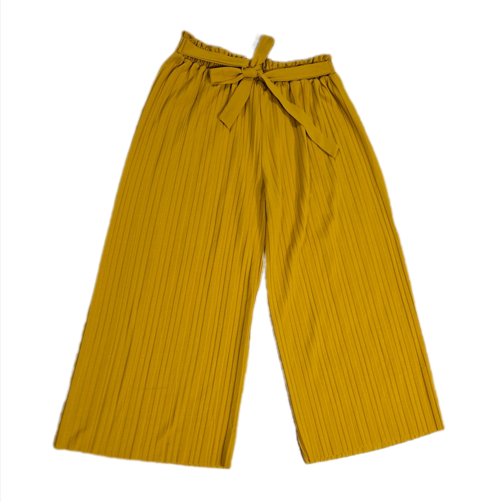 Mustard Yellow Pleated Wide-Leg Pants
